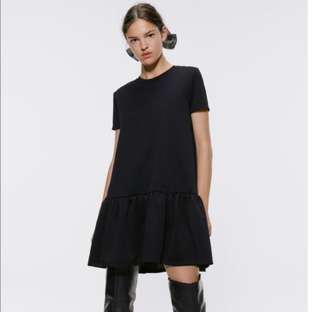 Zara NWT black ruffled dress size M